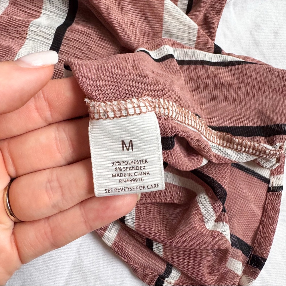 Mauve Striped Eden & Olivia Tie-Front Blouse - Picture 6 of 6